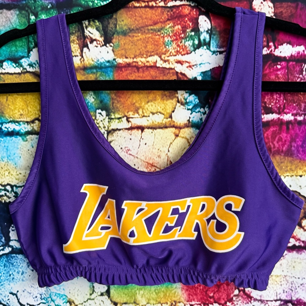 NBA Lakers‎ Women’s S Retro Purple and Yellow Sports Top Bralette